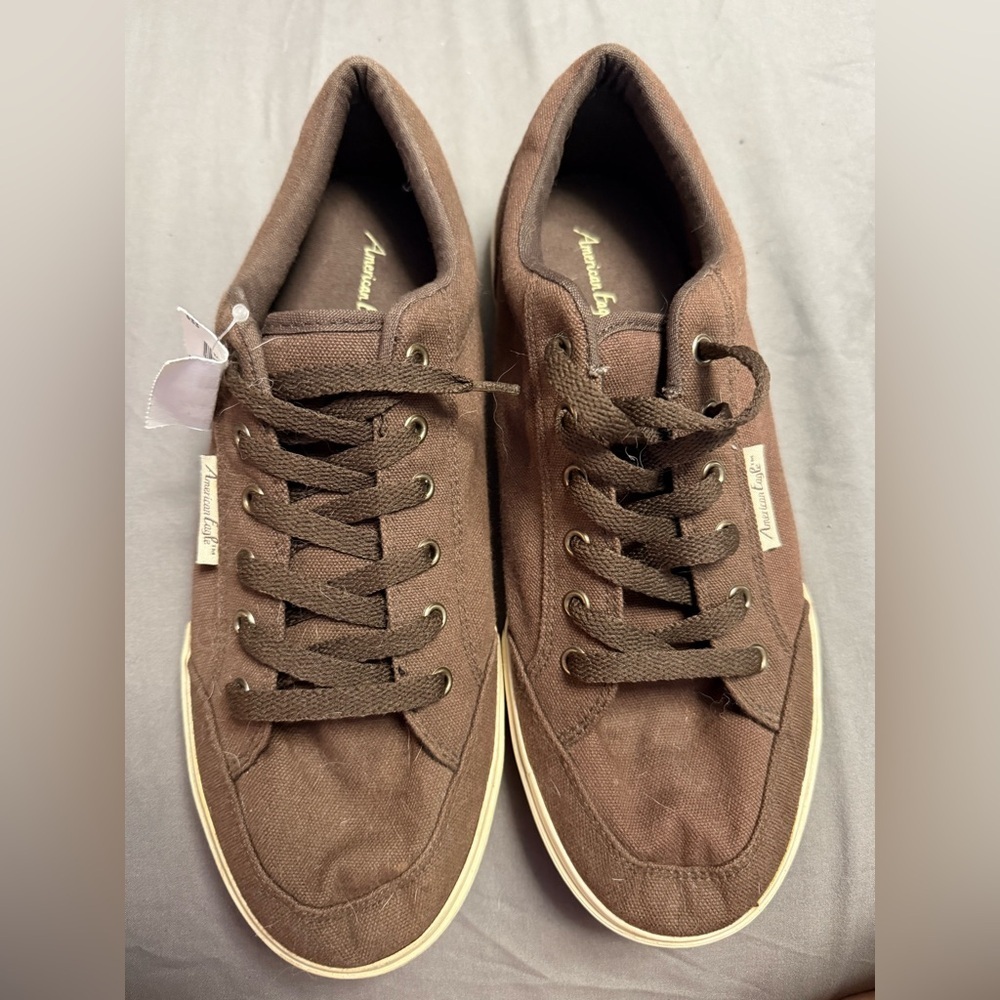 American Eagle Brown Sneakers Loafers Lace Up Canvas  Men's 8.5